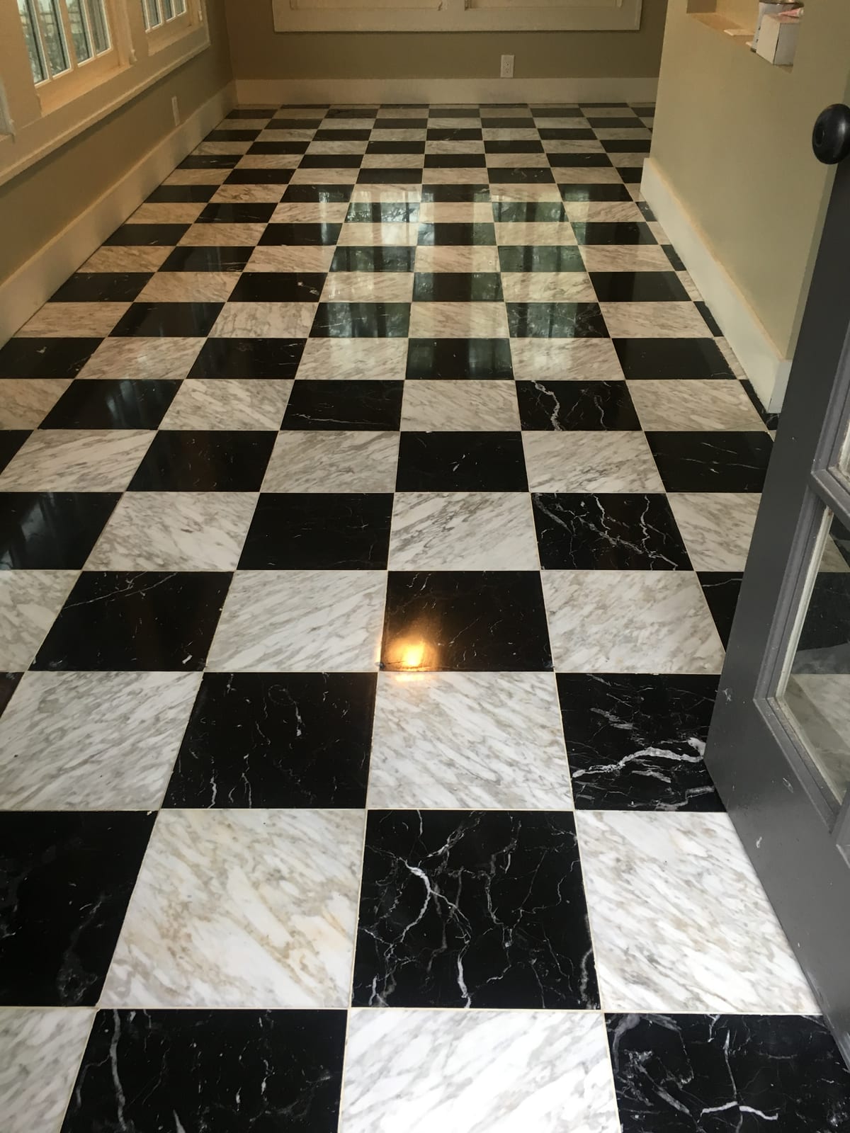 After: Marble checkerboard floor