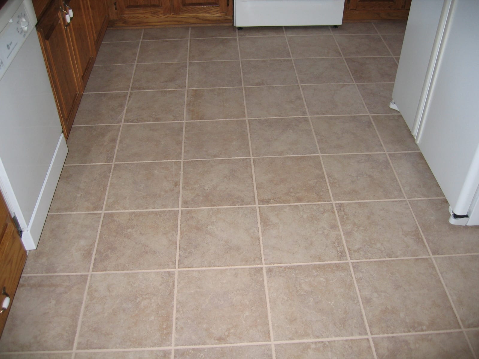 After: Kitchen floor, grout color sealing