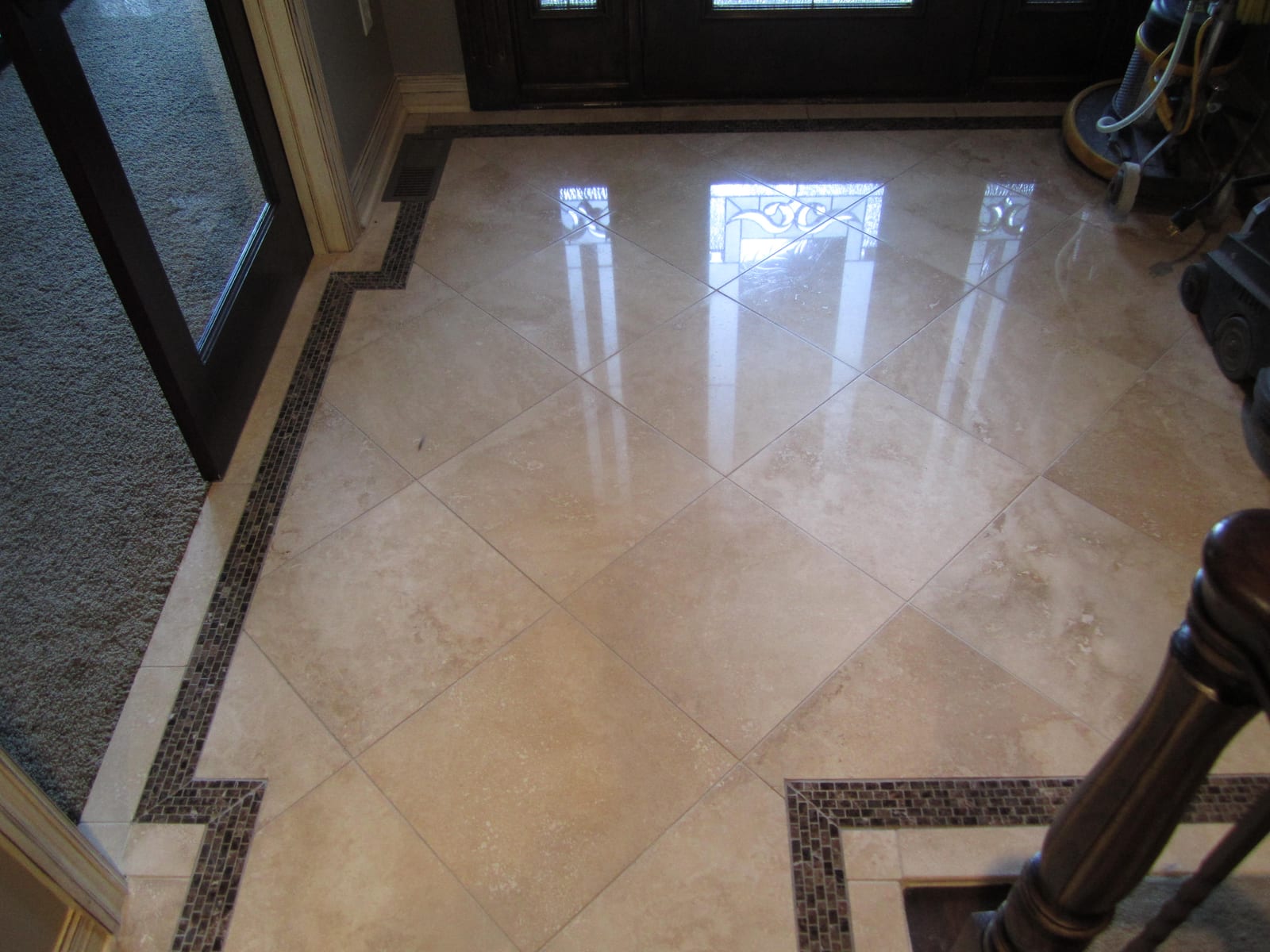 After: Travertine entry with border